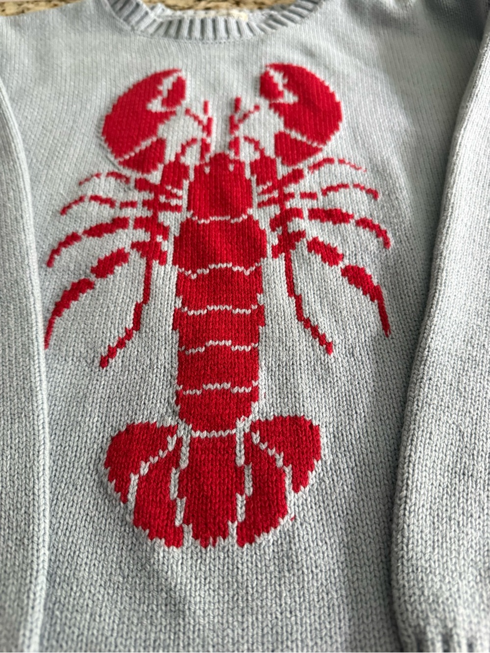 Mighty Fine Light Blue Crewneck Sweater with Red Lobster Graphic - Picture 2 of 7